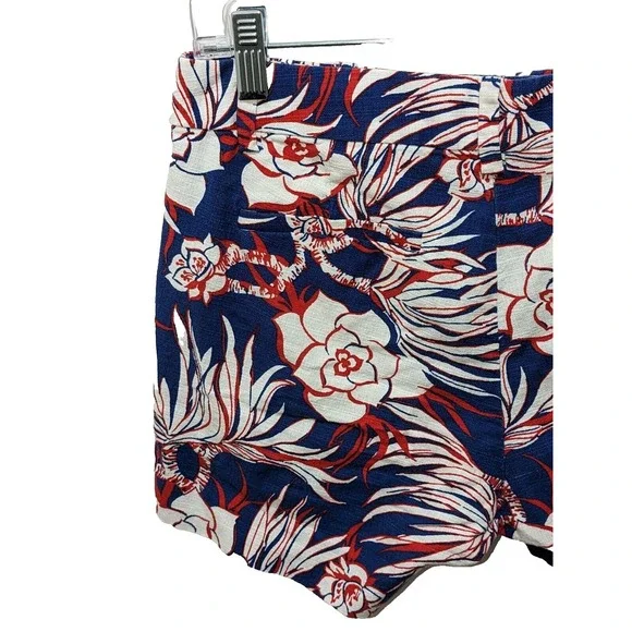 J. CREW Shorts Sz 2 98 Cotton 2 Elastane Front Pockets Mid Rise Blue White Red - Picture 7 of 8
